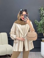 مانتو راه راه دو جیب نما تک دکمه کد 5225 - تصویر 15