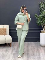 ست مانتو و شلوار جلو بسته لعیا کد 5244 - تصویر 4