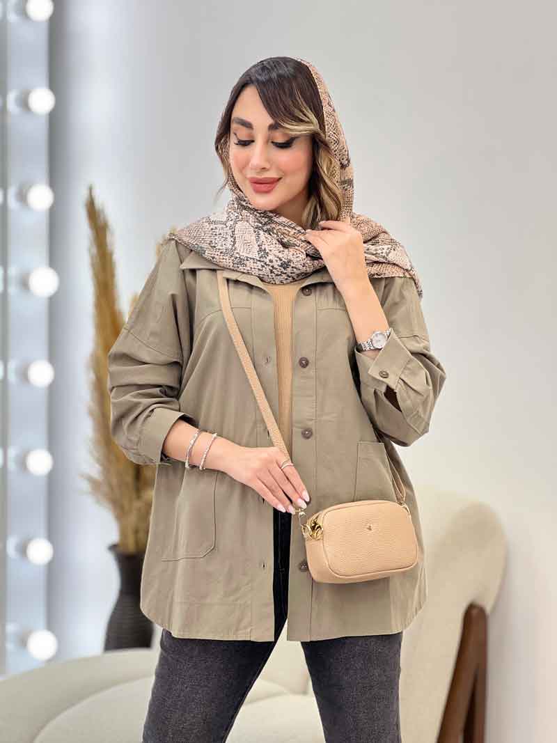 مانتو دو جیب برش دار روژین کد 4869 مانتو دو جیب برش دار روژین کد 4869