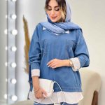 جین ترکیبی دو جیب زاپ دار کد 5233
