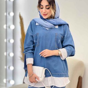 جین ترکیبی دو جیب زاپ دار کد 5233