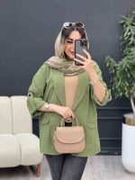 مانتو آستین پاگن دو جیب نما کد 5104 - تصویر 25