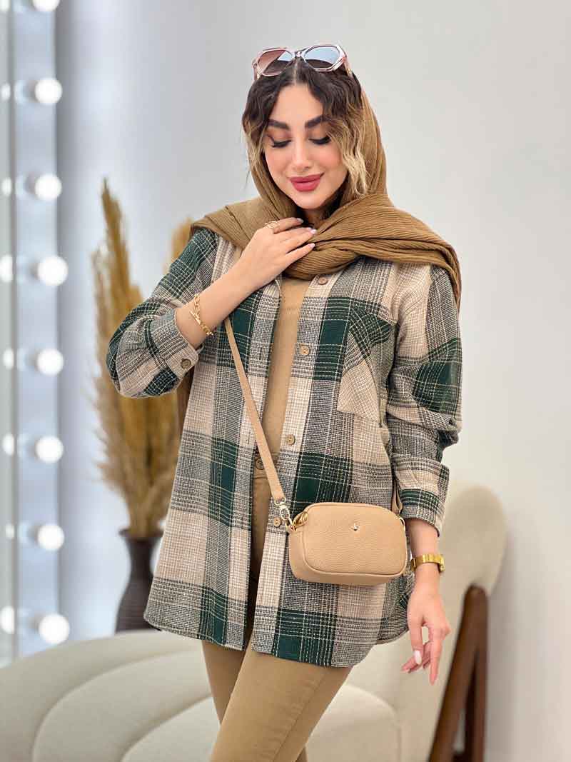 مانتو چهارخونه تک جیب پایین هلال کد 5273 مانتو چهارخونه تک جیب پایین هلال کد 5273