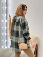 مانتو چهارخونه تک جیب پایین هلال کد 5273 - تصویر 9