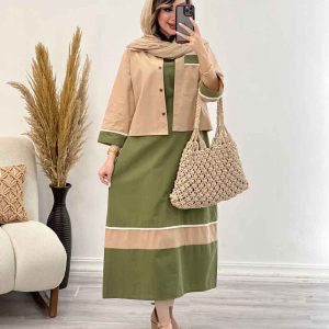 ست کت و پیراهن تک جیب ریش دار کد 5246