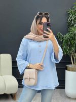 مانتو جلو بسته سه دکمه ریش دار کد 5272 - تصویر 17