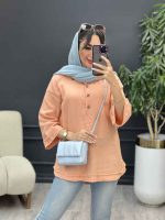مانتو جلو بسته سه دکمه ریش دار کد 5272 - تصویر 2