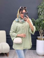 مانتو جلو بسته سه دکمه ریش دار کد 5272 - تصویر 4