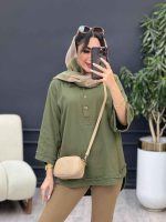 مانتو جلو بسته سه دکمه ریش دار کد 5272 - تصویر 6