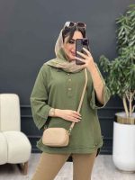 مانتو جلو بسته سه دکمه ریش دار کد 5272 - تصویر 3