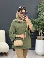 مانتو جلو بسته سه دکمه ریش دار کد 5272 - تصویر 8