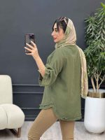 مانتو جلو بسته سه دکمه ریش دار کد 5272 - تصویر 16