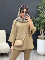 مانتو جلو بسته سه دکمه ریش دار کد 5272 - تصویر 13