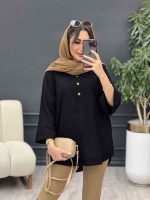 مانتو جلو بسته سه دکمه ریش دار کد 5272 - تصویر 9
