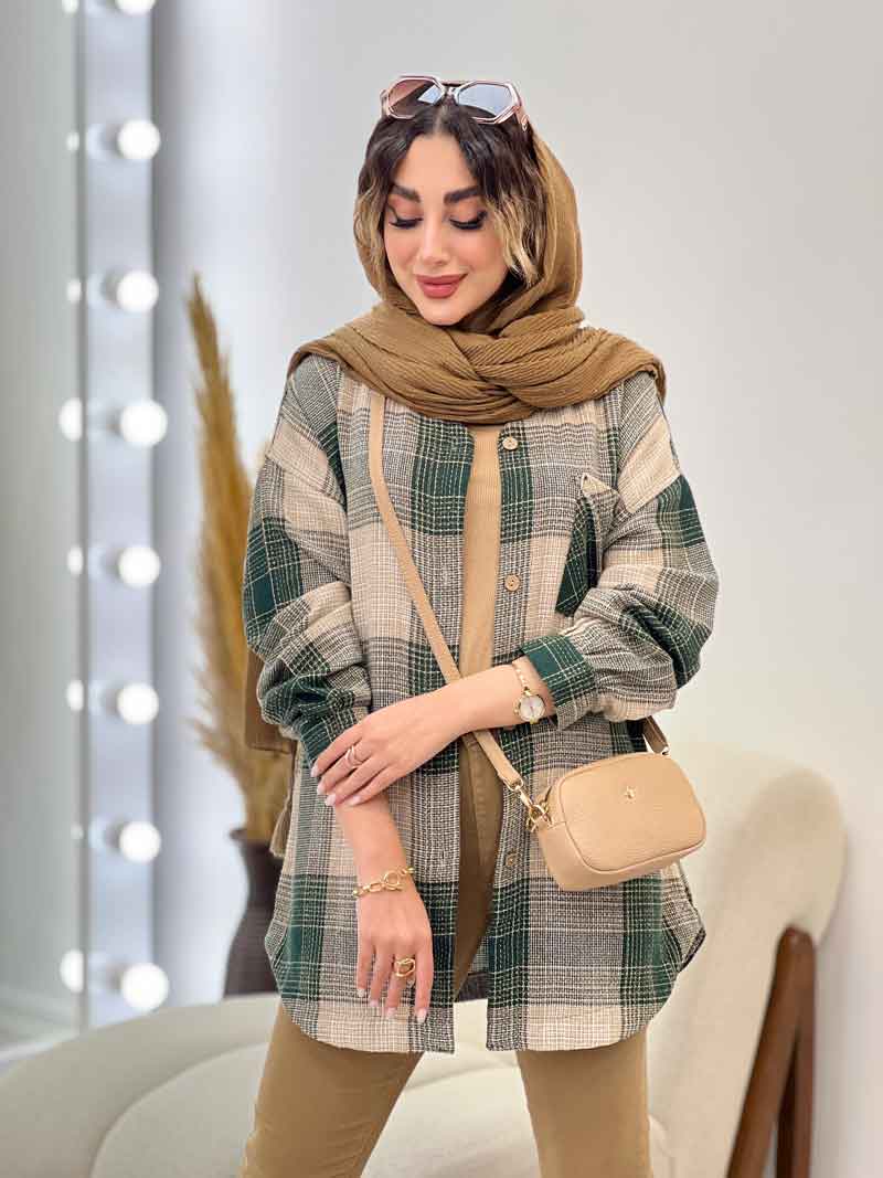 مانتو چهارخونه جیب دکمه کد 5284 مانتو چهارخونه جیب دکمه کد 5284