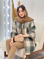 مانتو چهارخونه جیب دکمه آنیل کد 5284 - تصویر 5