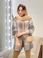 مانتو چهارخونه جیب دکمه آنیل کد 5284 - تصویر 3