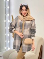 مانتو چهارخونه جیب دکمه آنیل کد 5284 - تصویر 11