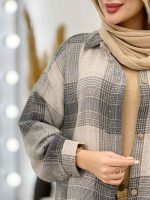 مانتو چهارخونه جیب دکمه آنیل کد 5284 - تصویر 13