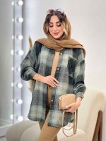 مانتو چهارخونه جیب دکمه آنیل کد 5284 - تصویر 2
