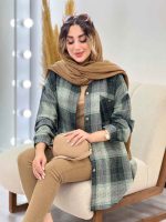 مانتو چهارخونه جیب دکمه آنیل کد 5284 - تصویر 6