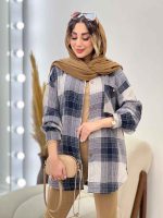 مانتو چهارخونه جیب دکمه آنیل کد 5284 - تصویر 7
