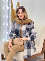 مانتو چهارخونه جیب دکمه آنیل کد 5284 - تصویر 8