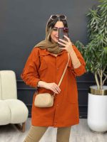 مانتو دو جیب پاکتی آستین برش دار کد 5281 - تصویر 8