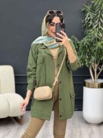 مانتو دو جیب پاکتی آستین برش دار کد 5281 - تصویر 19