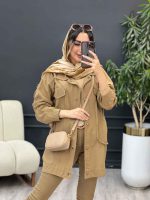 مانتو دو جیب پاکتی آستین برش دار کد 5281 - تصویر 13