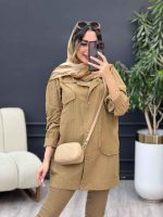 مانتو دو جیب پاکتی آستین برش دار کد 5281 - تصویر 9