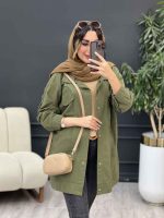 مانتو دو جیب پاکتی آستین برش دار کد 5281 - تصویر 17