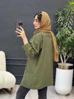 مانتو دو جیب پاکتی آستین برش دار کد 5281 - تصویر 5