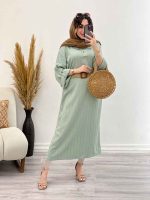 پیراهن بلند دو دکمه آستین پاگن کد 5269 - تصویر 17