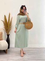 پیراهن بلند دو دکمه آستین پاگن کد 5269 - تصویر 10