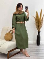 پیراهن بلند دو دکمه آستین پاگن کد 5269 - تصویر 4