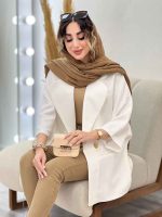 مانتو پانچ دو دکمه طلایی کد 5221 - تصویر 20