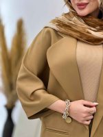 مانتو پانچ دو دکمه طلایی کد 5221 - تصویر 26