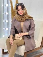 مانتو پانچ دو دکمه طلایی کد 5221 - تصویر 21