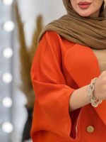 مانتو پانچ دو دکمه طلایی کد 5221 - تصویر 15