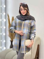 مانتو چهارخونه جیب دکمه آنیل کد 5334 - تصویر 12