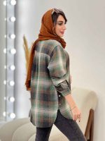 مانتو چهارخونه بغل سه دکمه مهرسا کد 5346 - تصویر 5