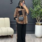 ست مانتو و شلوار تک جیب طرح دار کد 5343