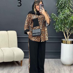 ست مانتو و شلوار تک جیب طرح دار کد 5343