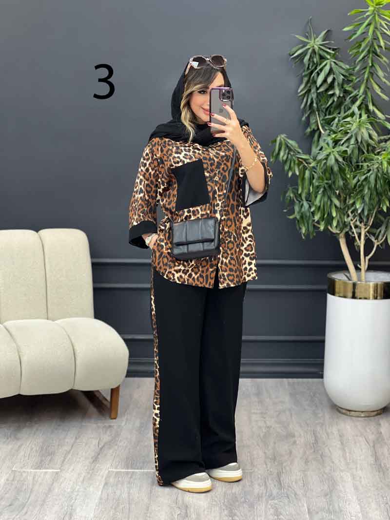 ست مانتو و شلوار تک جیب طرح دار کد 5343 ست مانتو و شلوار تک جیب طرح دار کد 5343