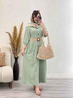 پیراهن جلو دکمه دو جیب کد 5351 - تصویر 4