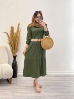پیراهن بلند برش دار دو جیب کد 5357 - تصویر 16