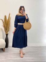 پیراهن بلند برش دار دو جیب کد 5357 - تصویر 2