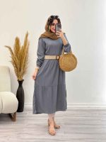 پیراهن بلند برش دار دو جیب کد 5357 - تصویر 5