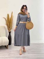 پیراهن بلند برش دار دو جیب کد 5357 - تصویر 15